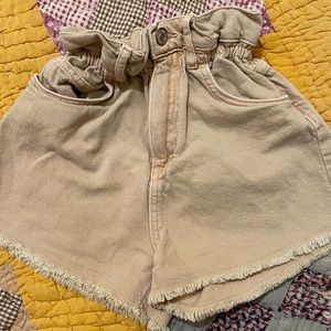 Zara camel denim paperbag shorts